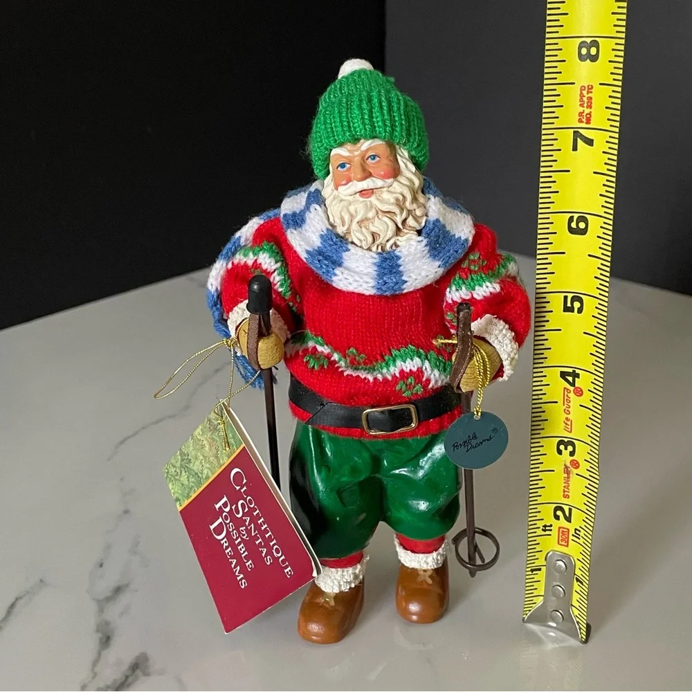 Skier Santa Ornament - Possible Dreams Clothtique by Dept. 56